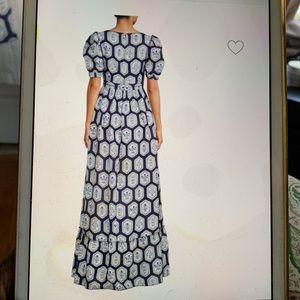 Agua Bendita Pomelo Riviera Blue Linen Maxi Dress M